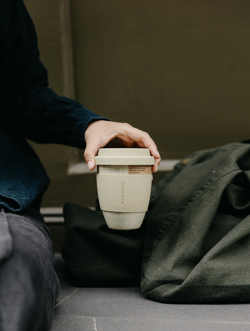 Ceramic Tumbler with Silicone Lid and Sleeve