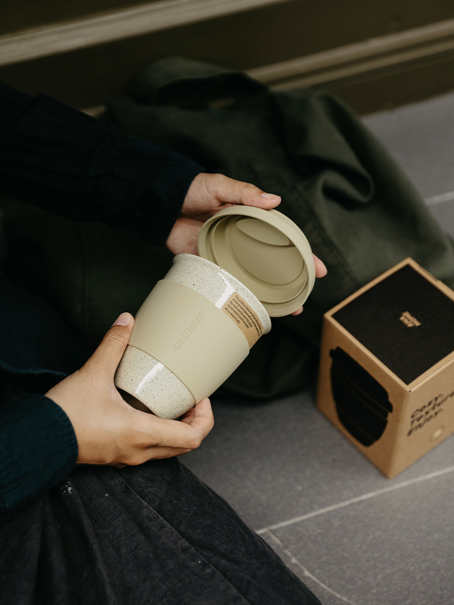 Ceramic Tumbler with Silicone Lid and Sleeve