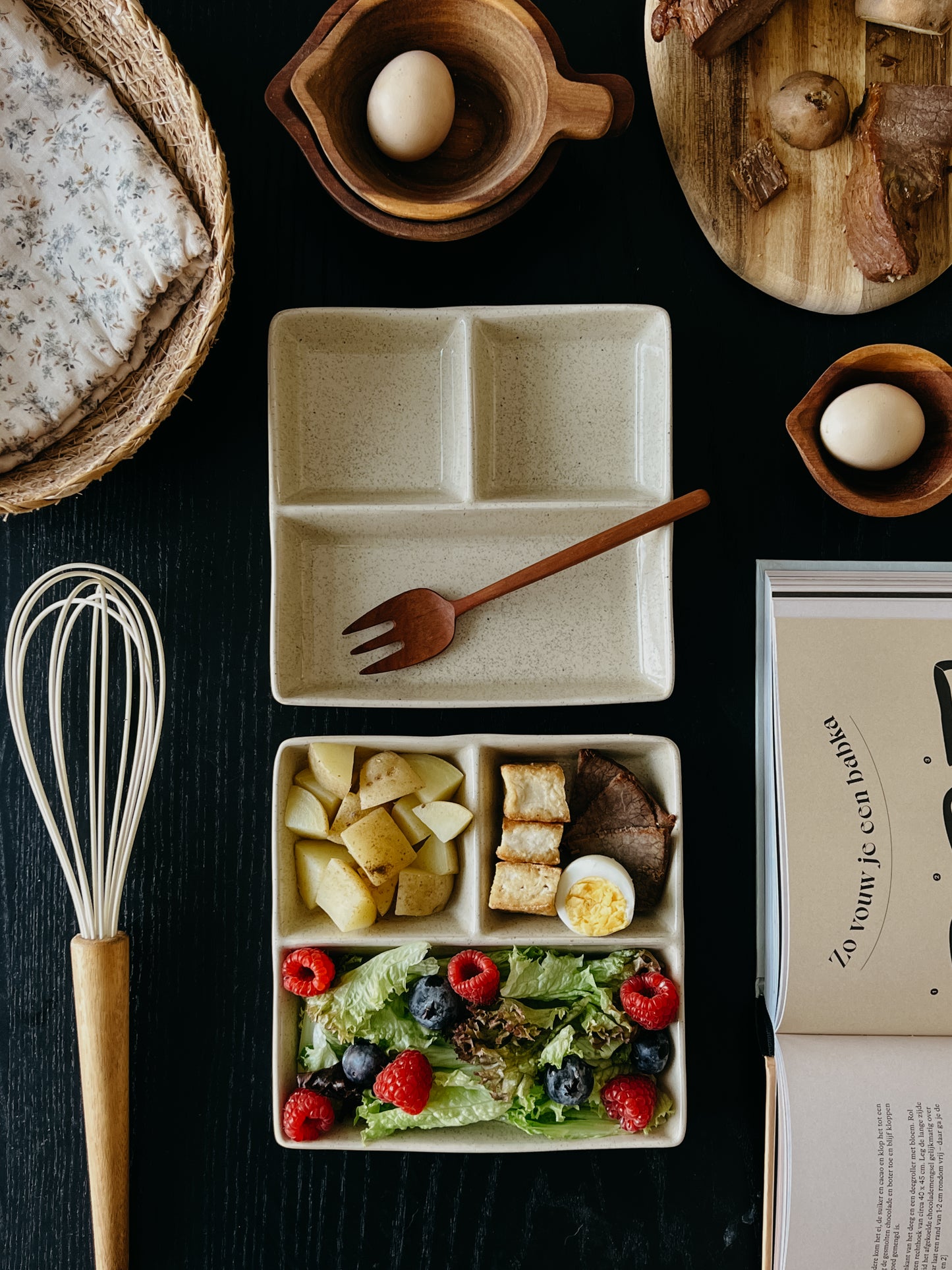 Cream color Square Compartment Plate