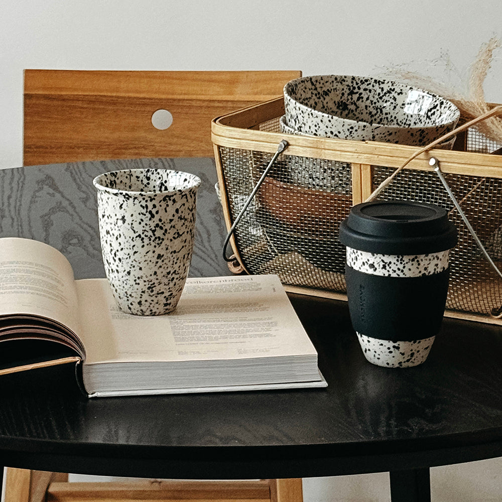 Ceramic Tumbler with Silicone Lid and Sleeve