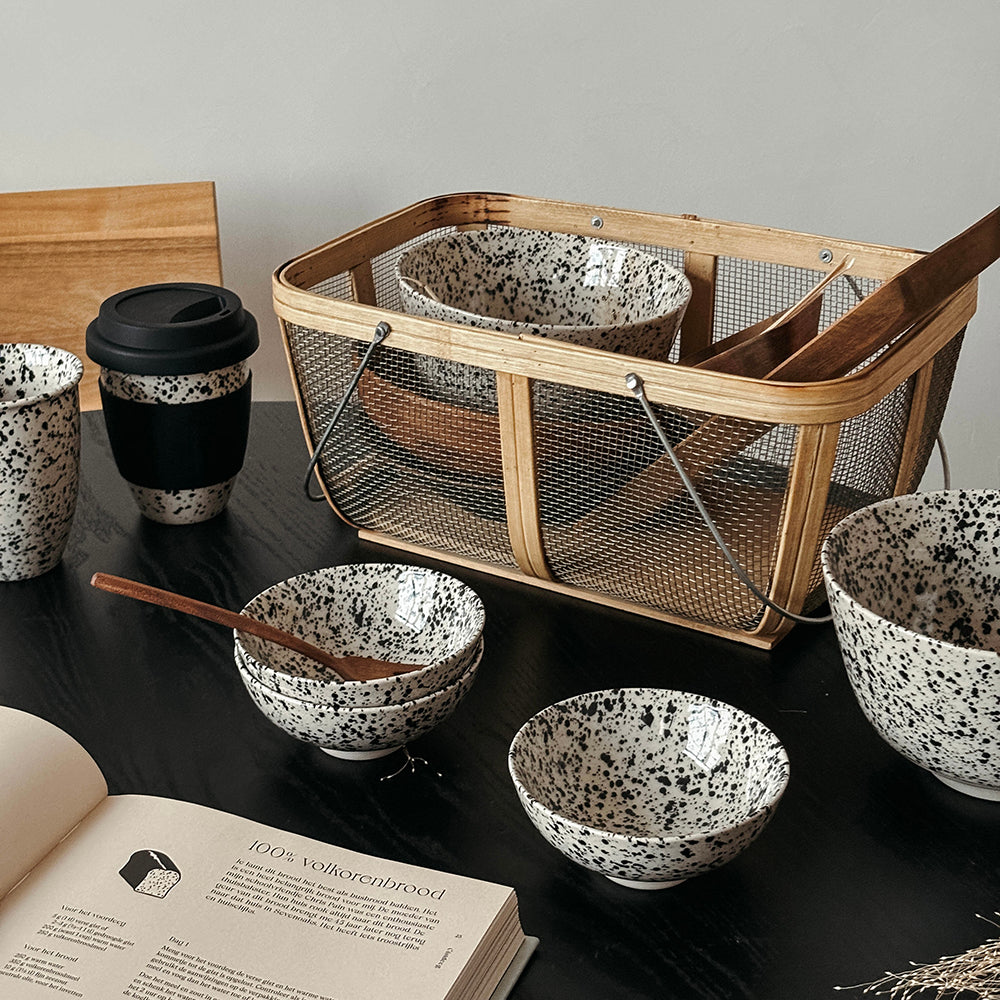 Ink-Splashed Ramen Bowl and Rice Bowl