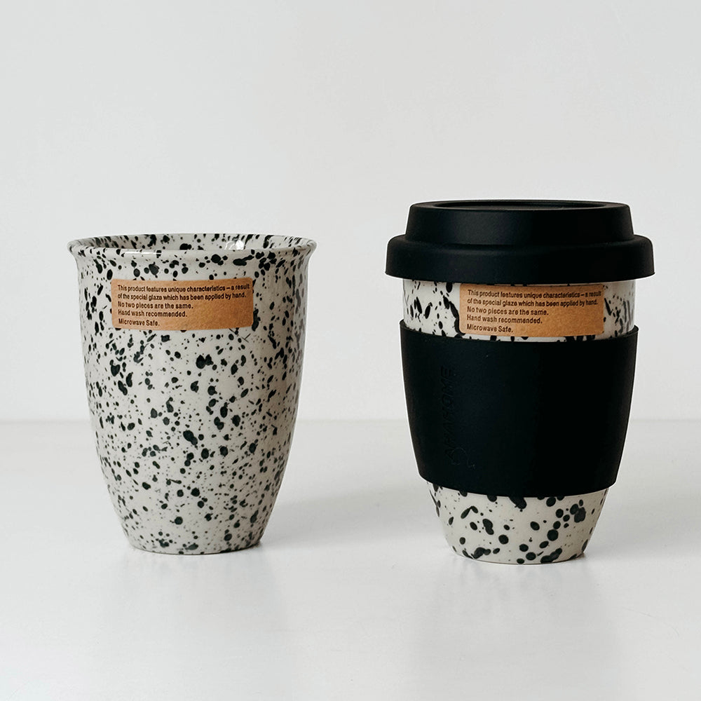 Ceramic Tumbler with Silicone Lid and Sleeve