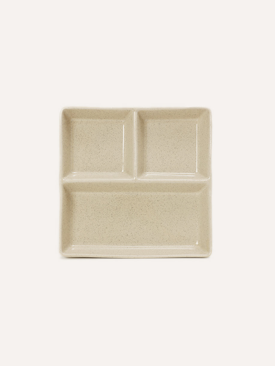 Cream color Square Compartment Plate