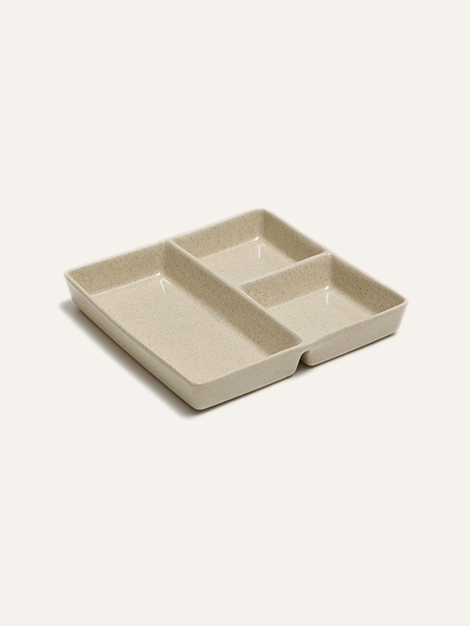 Cream color Square Compartment Plate