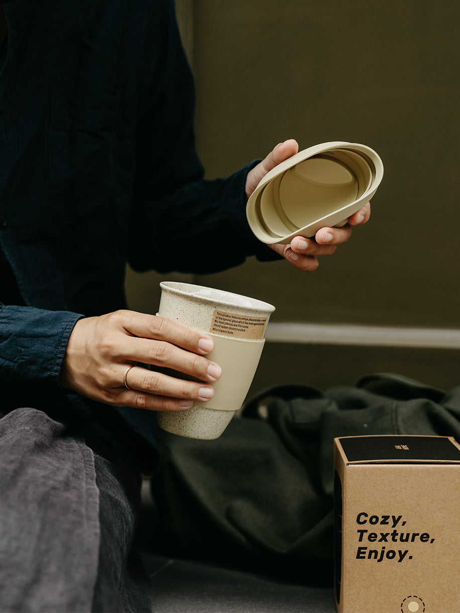 Ceramic Tumbler with Silicone Lid and Sleeve